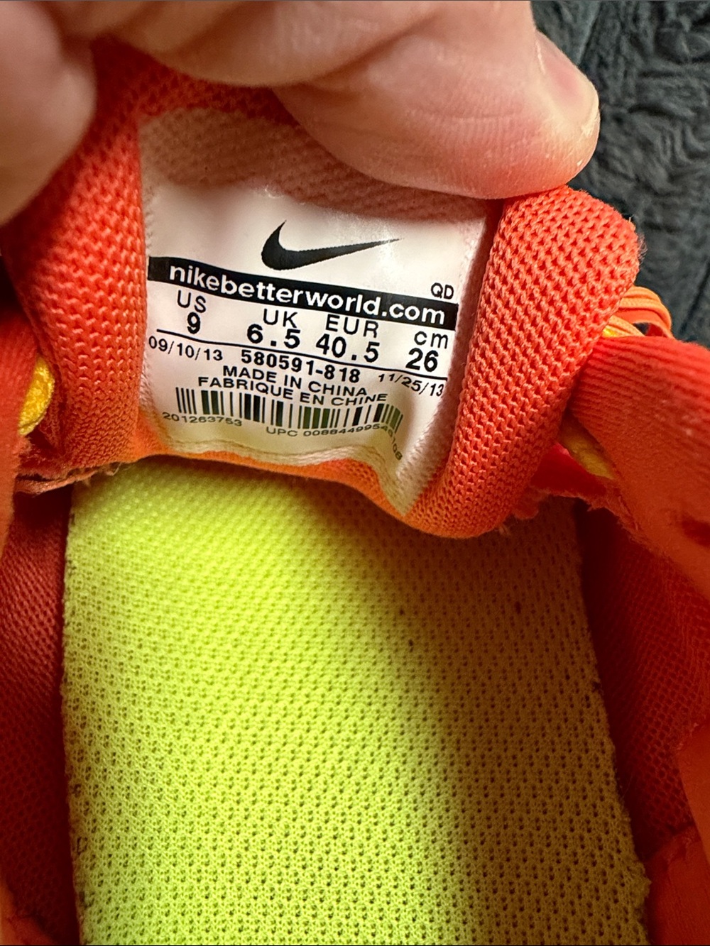Nike Orange Running Shoes with Yellow Laces - Picture 6 of 12